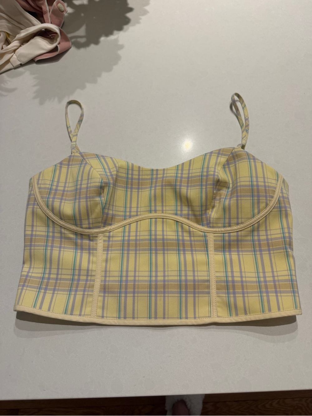 Urban Revivo Yellow Plaid Crop Top